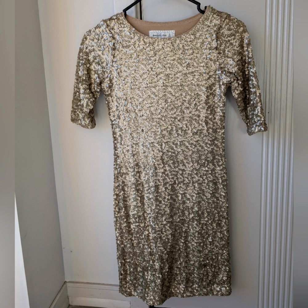Abercrombie sequence gold dress size XS
